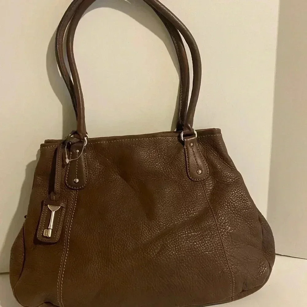 Fossil brown leather satchel handbag